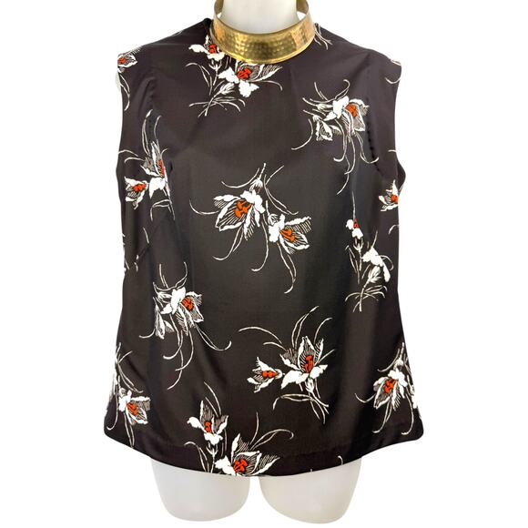 1960's hand made trippy Lily flower on black blouse - Picture 7 of 7